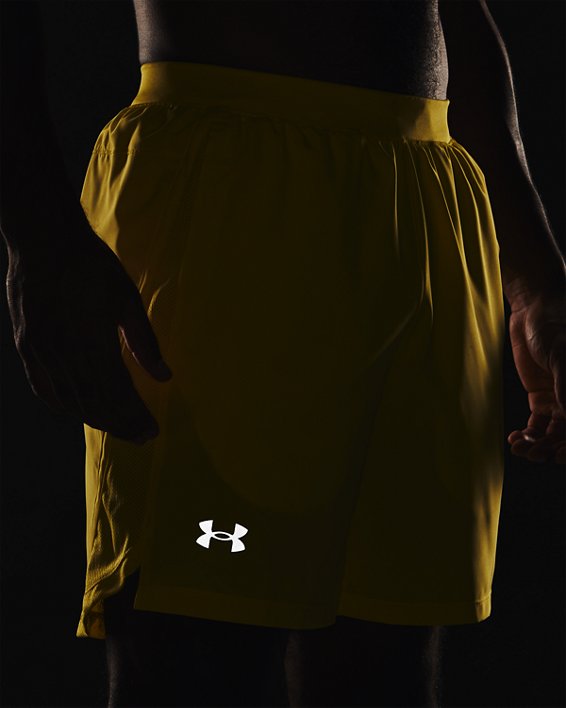 Men's UA Launch Run 7" Shorts, Yellow, pdpMainDesktop image number 3